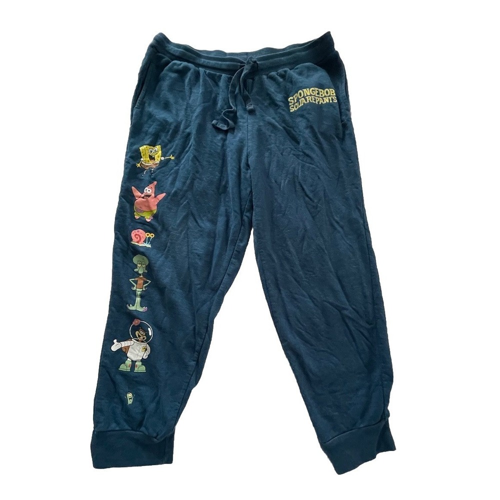 Nickelodeon Sponge Bob Adults Unisex Blue‎ Sweatpant Joggers Size XXL 2XL